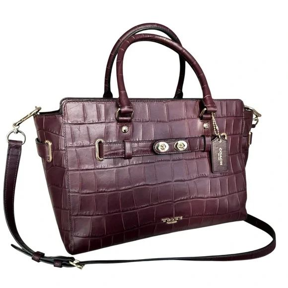 Coach Blake Carryall Satchel Shoulder Bag Burgundy Leather - Picture 4 of 17